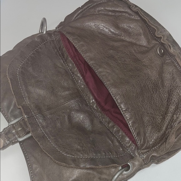 Rock Paper Scissors leather larger cross body bag dark gray/ silver tone preowne - Picture 3 of 16